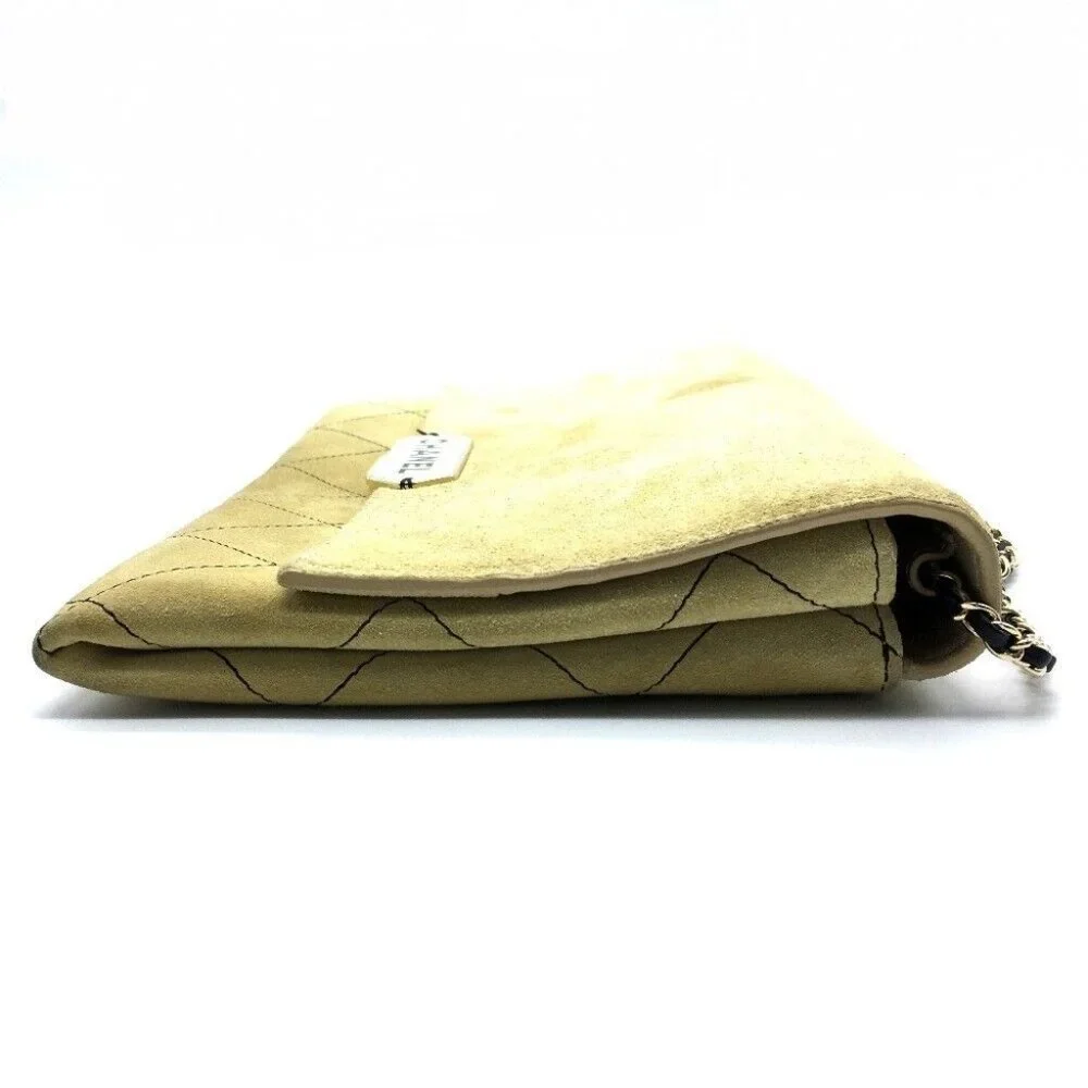 CHANEL CHANEL Logo Matelasse Flap single Chain Shoulder Bag Suede Beige